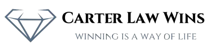 Carter Law Wins logo with diamond icon and tagline Winning Is A Way Of Life